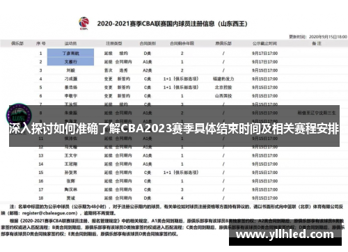 深入探讨如何准确了解CBA2023赛季具体结束时间及相关赛程安排